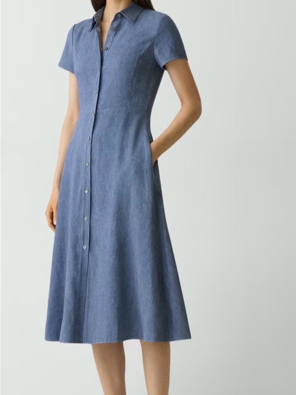 Theory Midi Shirt Dress in Fluid Linen